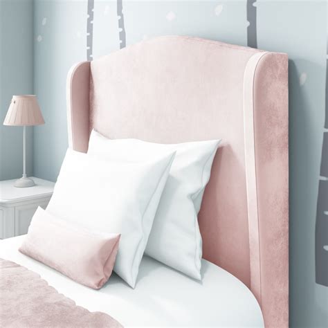 Safina Single Wing Back Bed In Baby Pink Velvet Furniture123