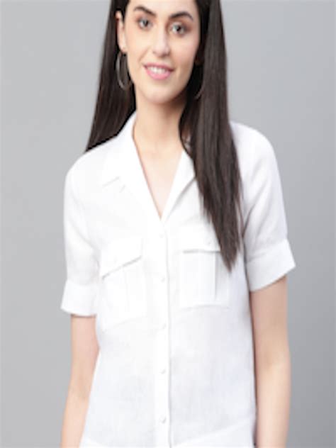 Buy Marks And Spencer Women White Linen Regular Fit Solid Casual Shirt