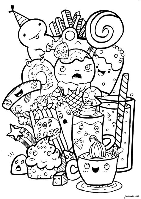 See more ideas about coloring pages, food coloring pages, food coloring. Junk food Doodle - Doodle Art / Doodling Adult Coloring Pages
