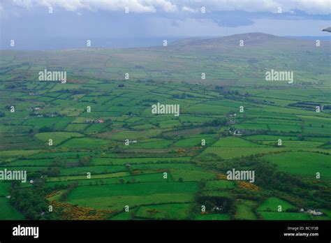 Patchwork Quilt Countryside Of Northern Ireland Near Belfast Stock