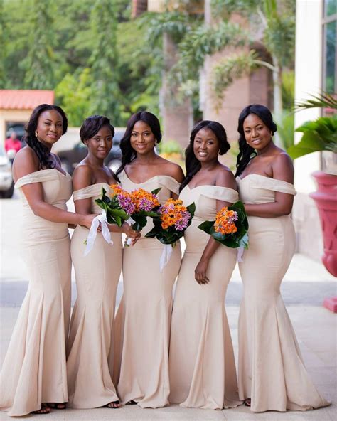 Lovely 2019 African Bridesmaid Dresses Strapless Off The Shoulder Floor