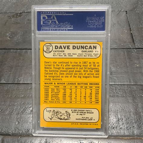 1968 Topps Dave Duncan 261 As Psa 8 Nm Mt Ebay