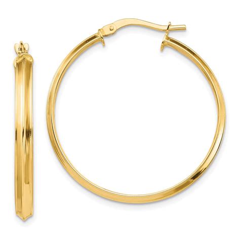 Solid 14k Yellow Gold 3mm Xl Extra Large Big Hoop Earrings