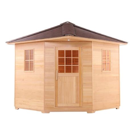 Aleko Person Outdoor Canadian Hemlock Wet Dry Sauna With Asphalt Roof And Kw Etl Certified