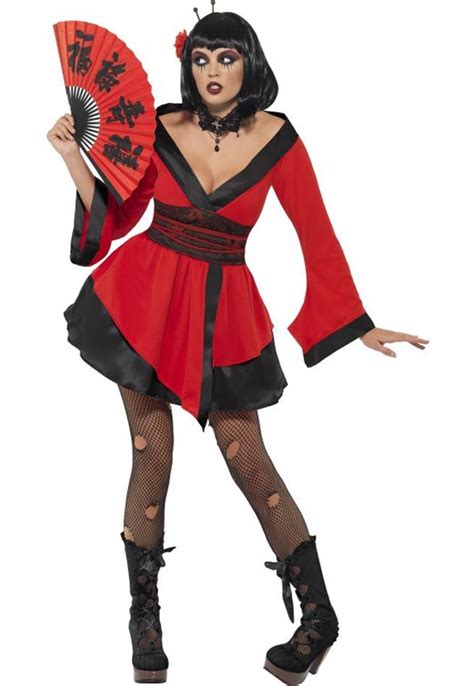 Gothic Geisha Costume For Women By Smiffys 33021 Karnival Costumes Online Halloween Shop