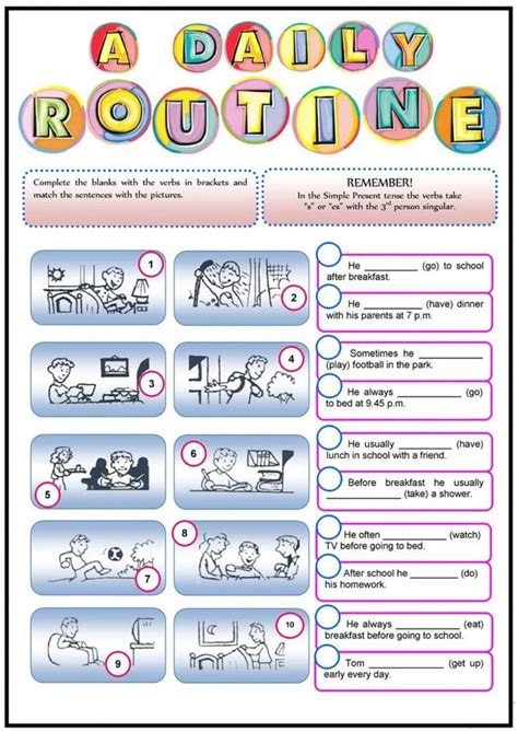 Daily Routine Third Person Interactive Worksheet Daily Routine