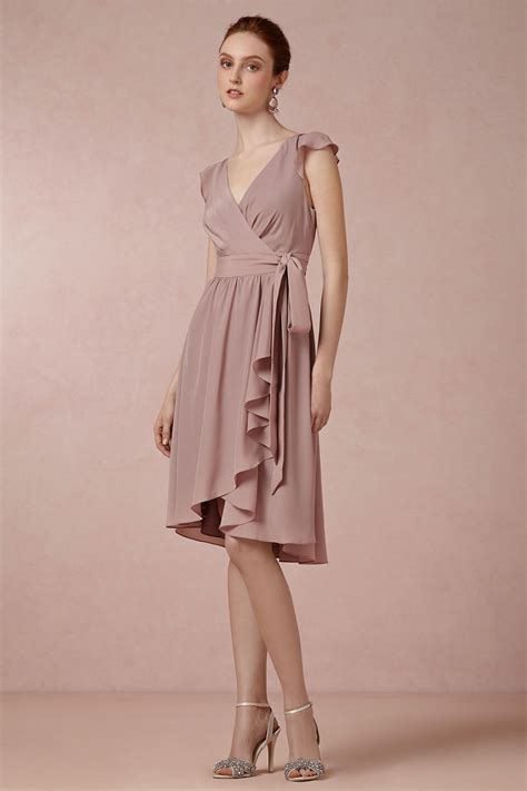 Sydney Dress In Dusty Mauve From Bhldn Flutter Sleeves And Wrap Skirt