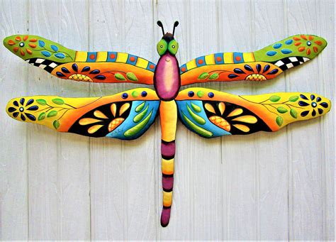 Dragonfly Metal Art 34 Painted Metal Dragonfly Wall Etsy