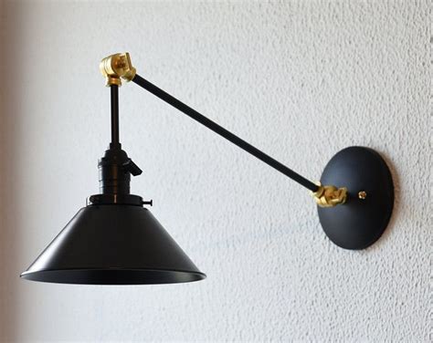 Free Shipping Black And Brass Gold Articulating Boom Wall Sconce Metal
