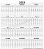 Year Calendar 2019 Printable One Page Template | Print calendar ...
