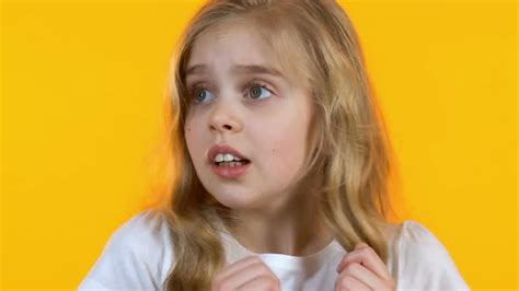 Little Nervous Girl Is Afraid Of Big Stage And Performance In Public Close Up Stock Footage