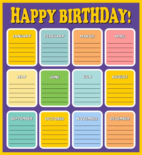 Happy Birthday Chart Birthday Charts Birthday Chart Classroom Images