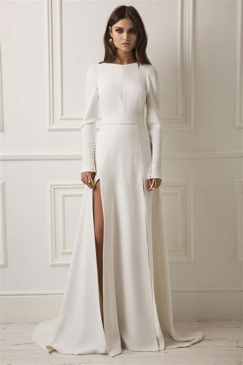 Long Sleeve Modern Leg Slit Wedding Dress Dreams By Lihi Hod Bridal