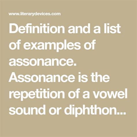 Assonance Examples And Definition Rhyming Words Vowel Sounds