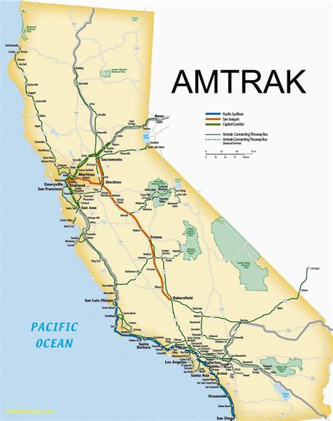 Amtrak Route Map California Free Printable Maps