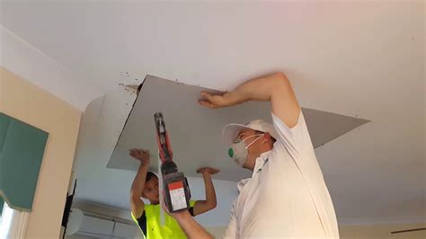 After buying the sheets, make sure you lay them flat in the floor, so that they don't bend because of the humidity. Complete Drywall Ceiling Repair - YouTube