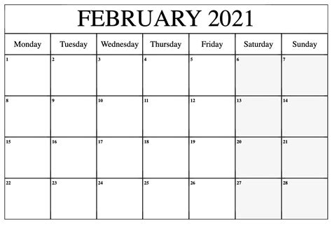 Choose your sunday or monday start calendar and. February 2021 Calendar Printable With Holidays - Free Printable Blank Holidays Calendar Wishes ...