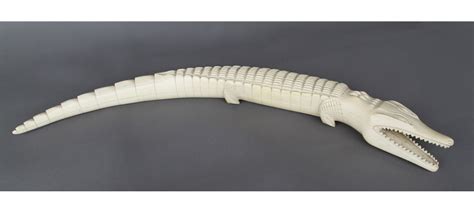 Hand Carved Ivory Tusk Alligator