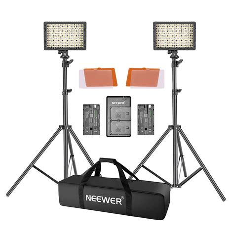 Neewer Led Video Light Kit With 190cm Light Stand 2 Pack Dimmable