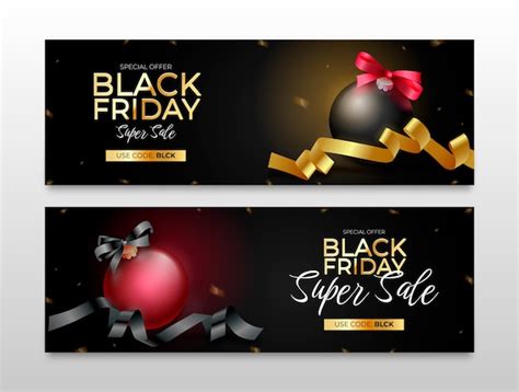 Free Vector Realistic Black Friday Sale Banners Set