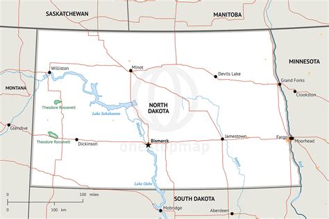 Vector Map Of North Dakota Political One Stop Map