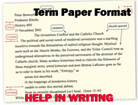 Prepare your term paper outline (scroll down for a sample outline) write your proposal sample Term Paper Format