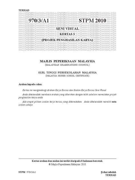 Apresiasi dan kritikan seni visual. Soalan Seni Visual STPM 2010 9703A1 (2010)