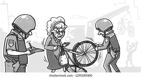 Police Fined Woman On Bicycle Stock Vector Royalty Free 1290189400