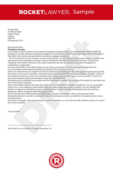 London rescue service, england, united kingdom. Disciplinary Letter Samples & Templates Download