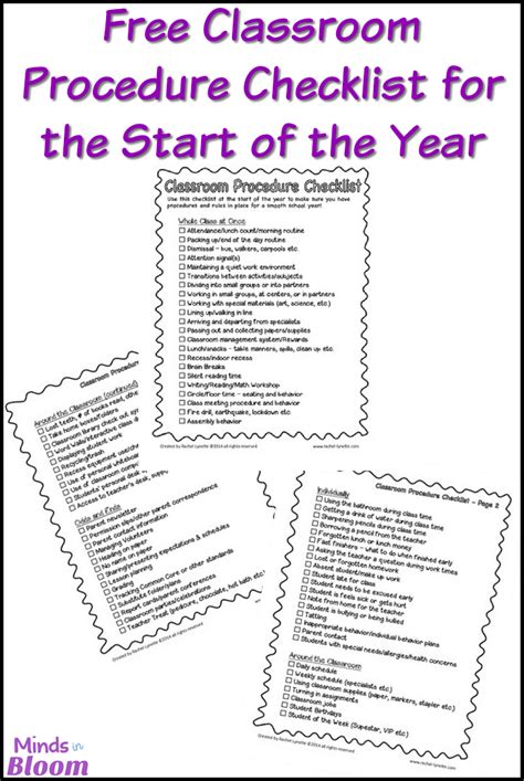 Free Classroom Procedure Checklist For The Start Of The Year
