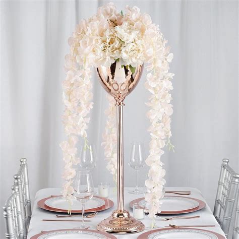 2 Pack 30 Tall Blush Rose Gold Flower Candle Holders Metallic Vases W Candle Holders
