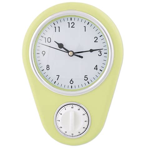 Kitchen Wall Clock With Timer Home Office Retro Cooking Quartz New