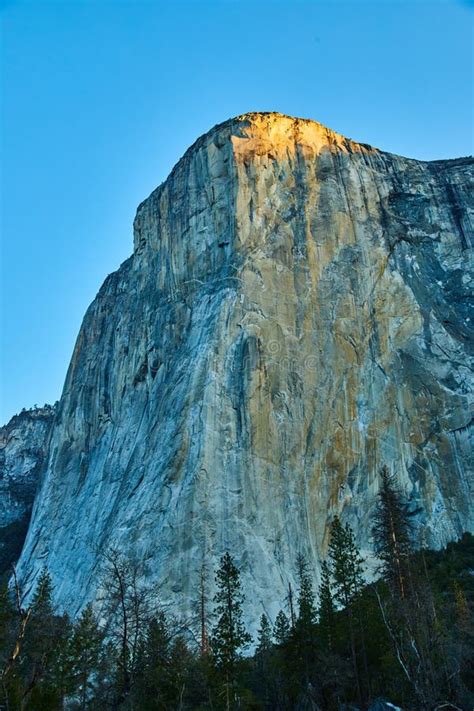 Yosemite Iconic El Capitan Cliffs During Start Of Sunrise Stock Image