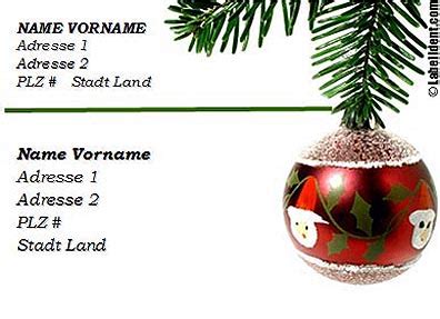 Stöbern sie durch 20 fertige weihnachtsgrüße aus verschiedenen kategorien (förmliche weihnachtsgrüße, stilvolle weihnachtsgrüße mit zitat, weihnachtsgrüße auf englisch, kreative und ausgefallene weihnachtsgrüße), die sie ganz bequem kopieren und für ihre weihnachtskarten nutzen können. Adressetiketten-Vorlage Word 2003 für Weihnachten zum ...