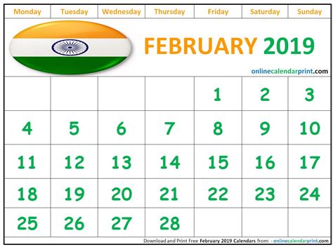 February 2019 Calendar India 2019 Calendar Calendar October Calendar
