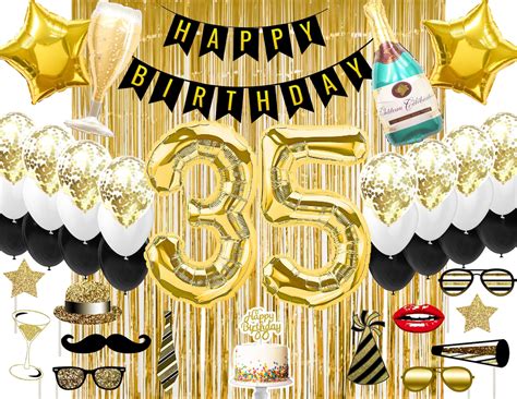 35th Birthday Decorations 35 Birthday Party Supplies 35 Gold Etsy Uk