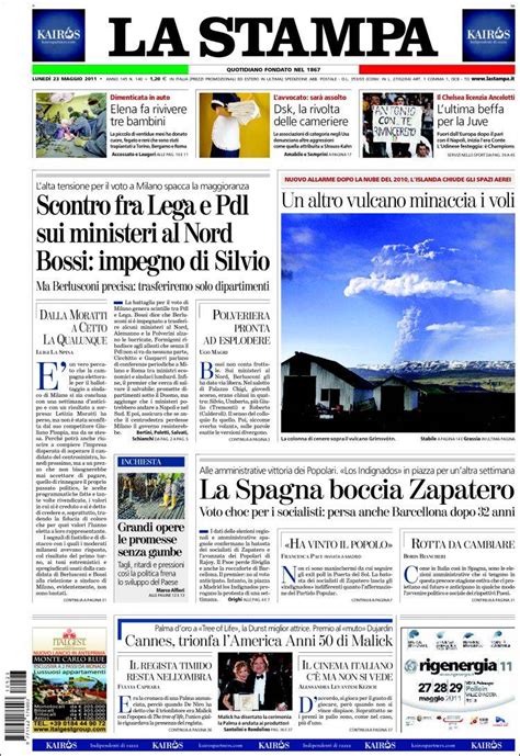 Periódico La Stampa Italia Periódicos De Italia Edición De Lunes