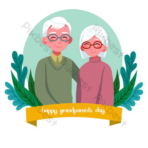 Grandparents Day Cartoon Wearing Glasses Smiling Old Man Png Images