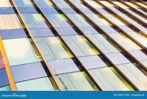 Closeup Of Glass Wall Of Modern Building Colorful Glass Texture Stock