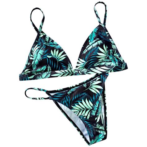 2017 Swimwear Women Sexy Micro Bikinis Set Brazilian Bikini Set Swimsuit Leaf Print Maillot De