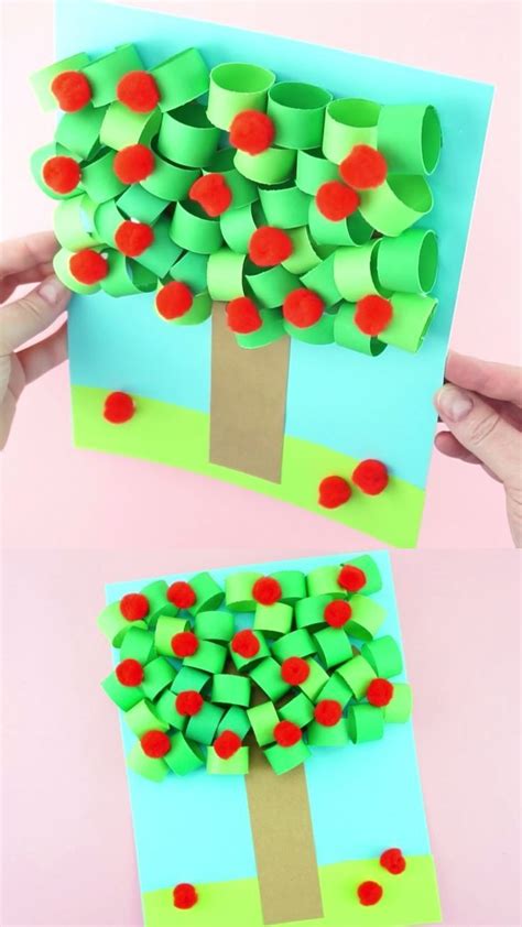 How To Make A 3d Paper Apple Tree Craft Fall Crafts For Kids Paper
