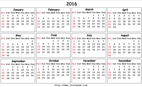 6 Best Images Of 2016 Calendar Printable Week Number Calendar 2016