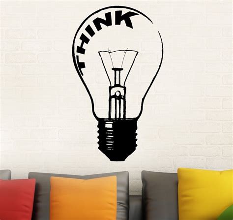 New Arrival Free Shipping Light Bulb Think Wall Decals Modern Vinyl Pvc