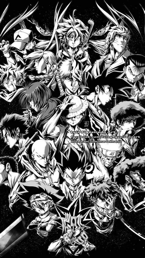 All Anime Characters Wallpaper Black And White