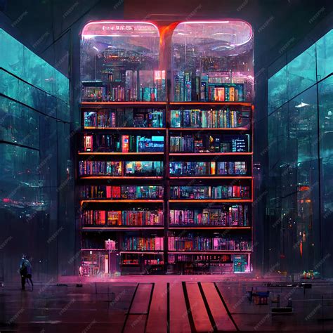 Premium Photo Futuristic Library