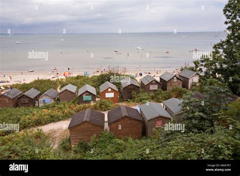 Uk Dorset Studland Bay Middle Beach And Huts Stock Photo Alamy