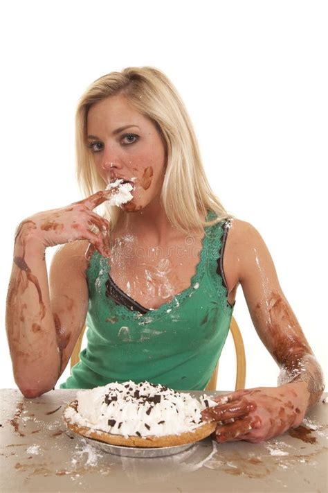 Messy Chocolate Woman Taste Whipped Cream Stock Photos Image 32851153