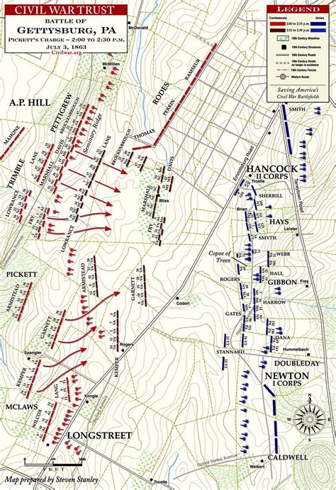 Picketts Charge Battlefield Map With Images Civil War