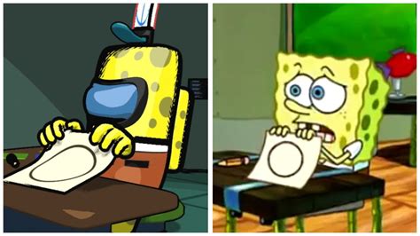 Spongebob Draws Meme In Among Us Youtube