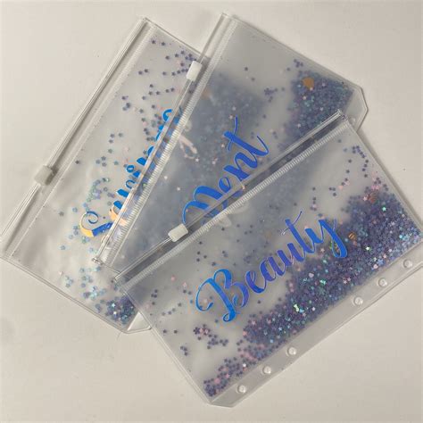 Personalized Clear Cash Envelopes Lined With Sequin Zipper Etsy